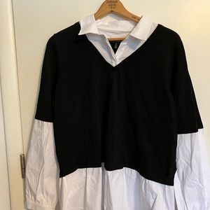 White House Black Market black and white shirt EUC